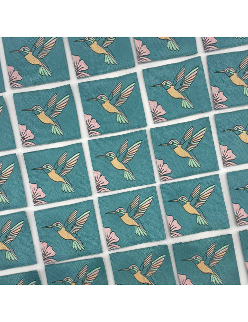 Étiquette tissée à coudre : COLIBRI - Céladon