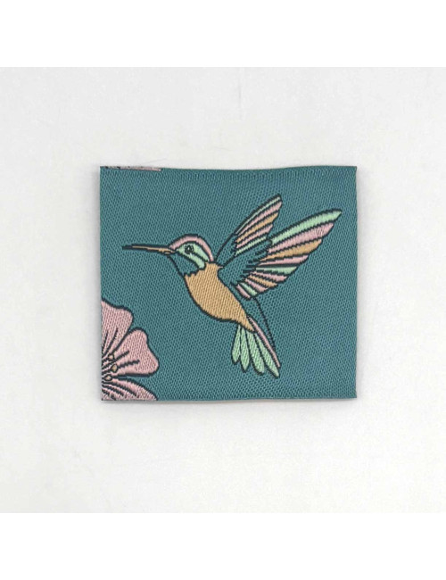 Étiquette tissée à coudre : COLIBRI - Céladon