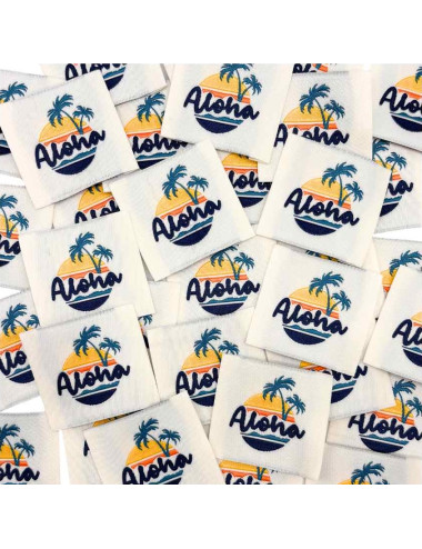 Étiquette tissée à coudre : ALOHA