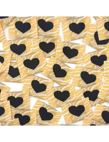 Étiquette tissée à coudre : Coeur Zèbre