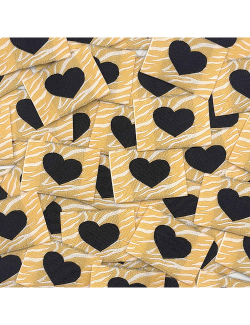 Étiquette tissée à coudre : Coeur Zèbre