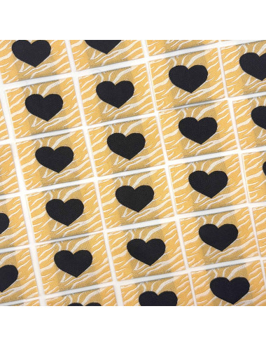 Étiquette tissée à coudre : Coeur Zèbre