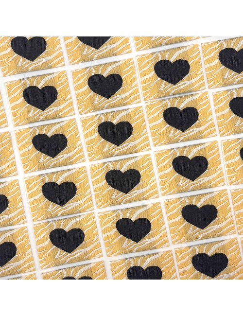 Étiquette tissée à coudre : Coeur Zèbre
