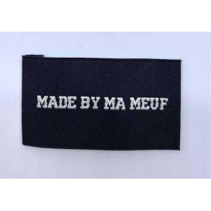 Étiquette tissée à coudre : Made By Ma Meuf -Noir et Blanc