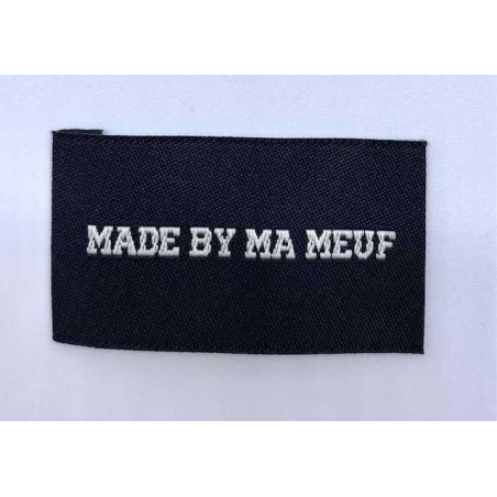 Étiquette tissée à coudre : Made By Ma Meuf -Noir et Blanc