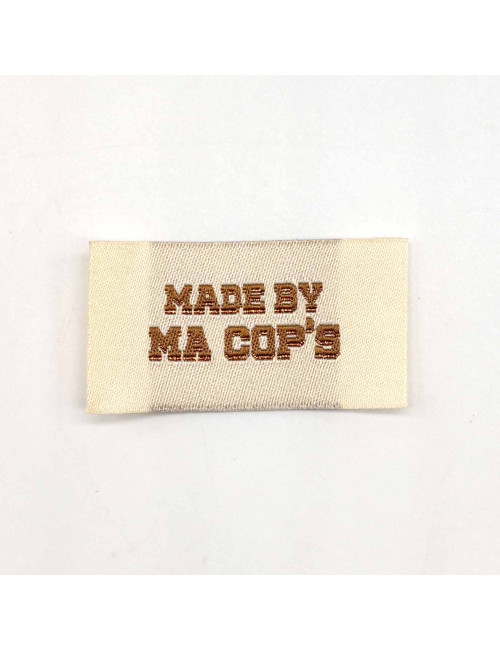 Étiquette tissée à coudre Lurex : Made by ma Cop's - ÉCRU